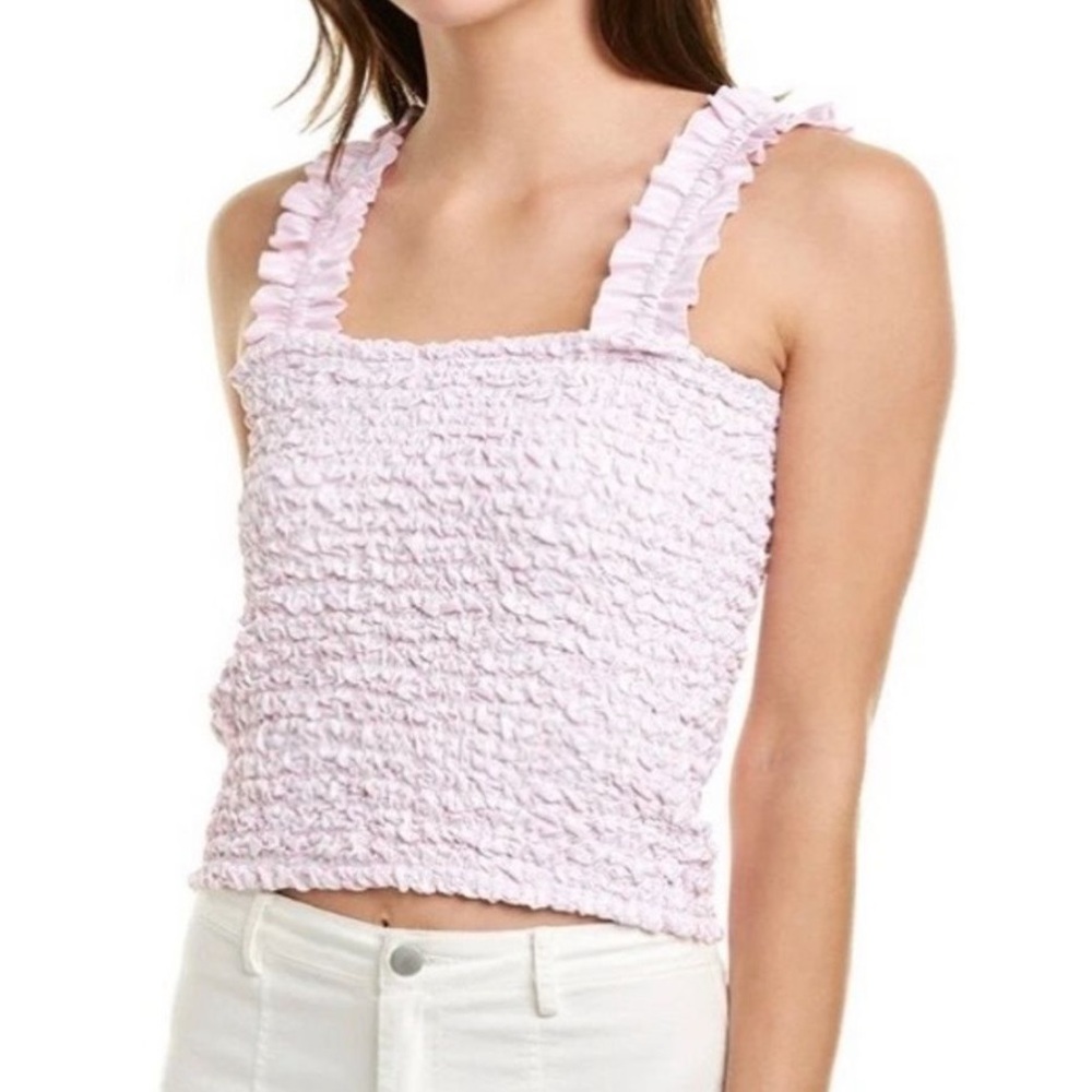 New Never Worn Petersyn Tami Smocked Tank in Pink/White Sz Small